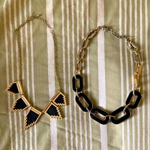 Two black & gold chunky statement necklaces